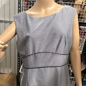 ANTONIO MELANI gray with black piping zip up scoop neck Midi Dress size 12